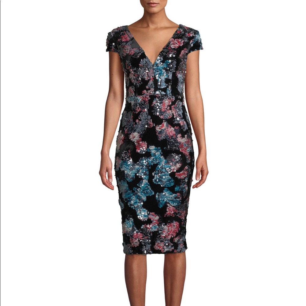 Dress The Population Sequin Midi Dress New